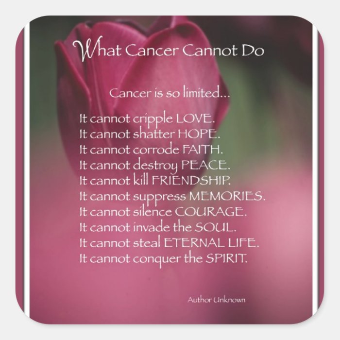 What Cancer Cannot Do, Support and Encouragement Sticker