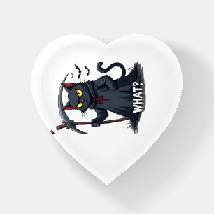 What Cat Black Cat Halloween Scary Cat Angry Cat F Paperweight