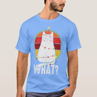What Cat Xmas Lights Funny Christmas T-Shirt