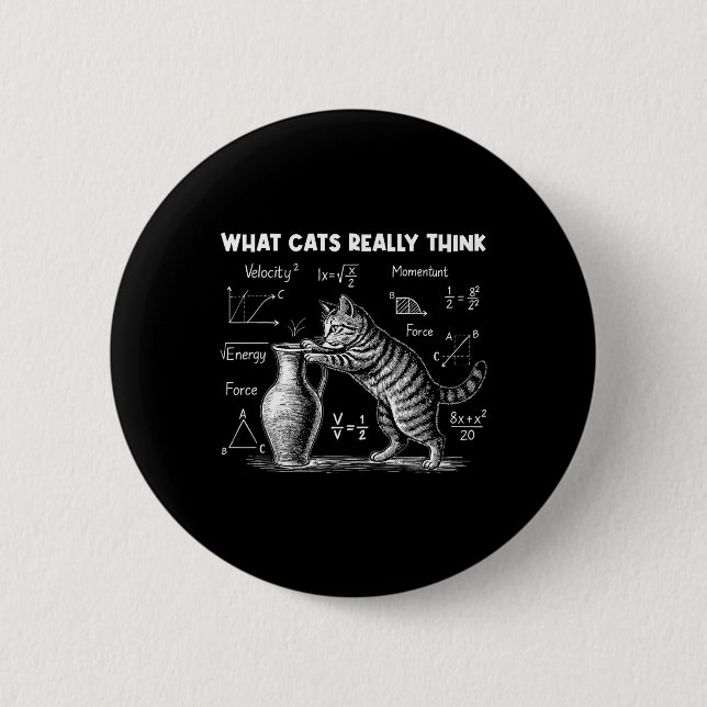 What Cats Really Think Funny Cat Physics Science T Button (Front)