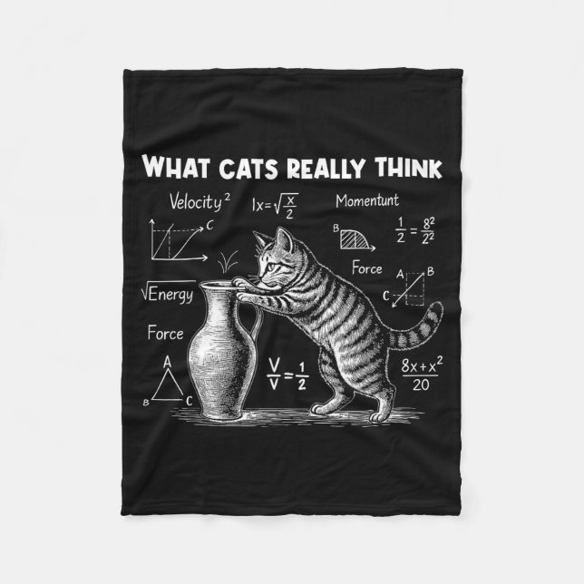 What Cats Really Think Funny Cat Physics Science T Fleece Blanket (Front)