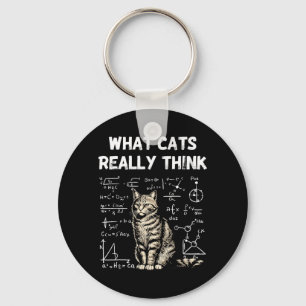 What Cats Think Smart Cat Science Nerd Humor Keychain