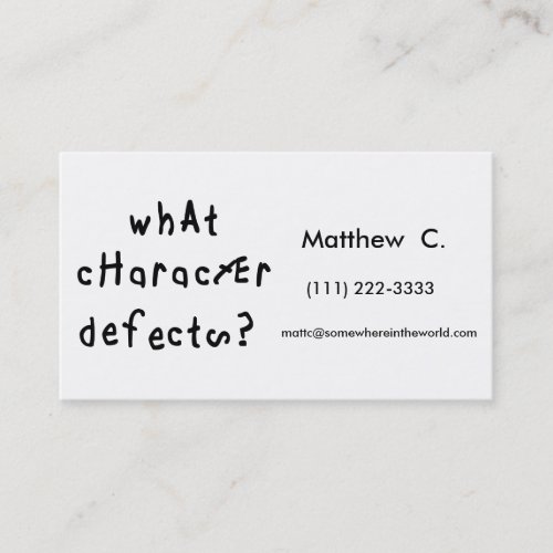 What Character Defects Calling Card