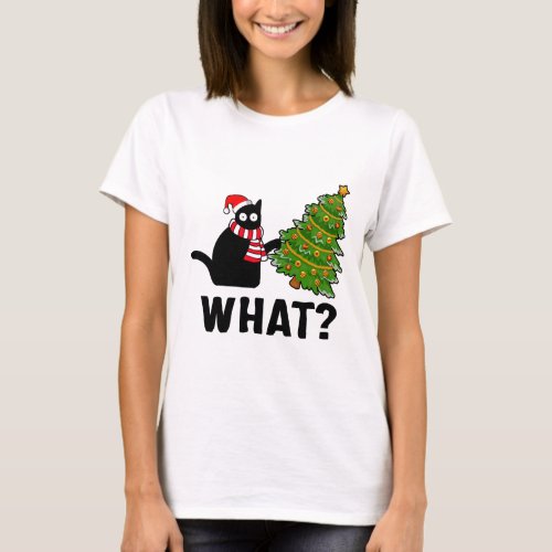 What Christmas Tree Funny Black Cat T_Shirt