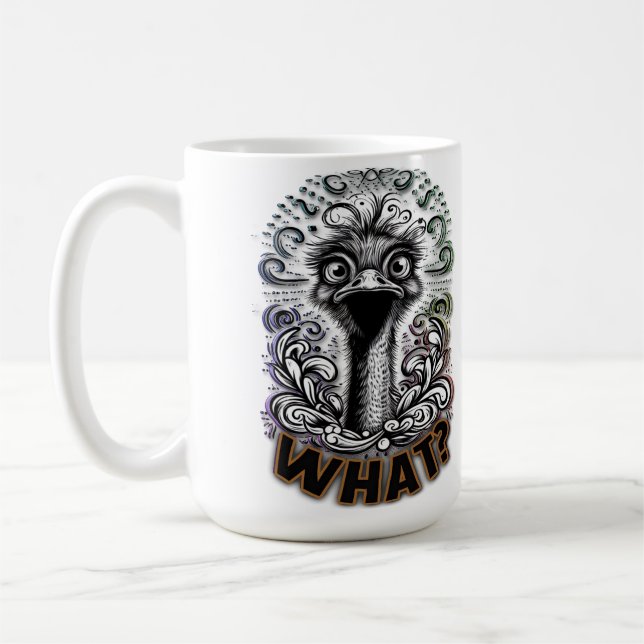 "What? Cute Ostrich" Mug (Left)