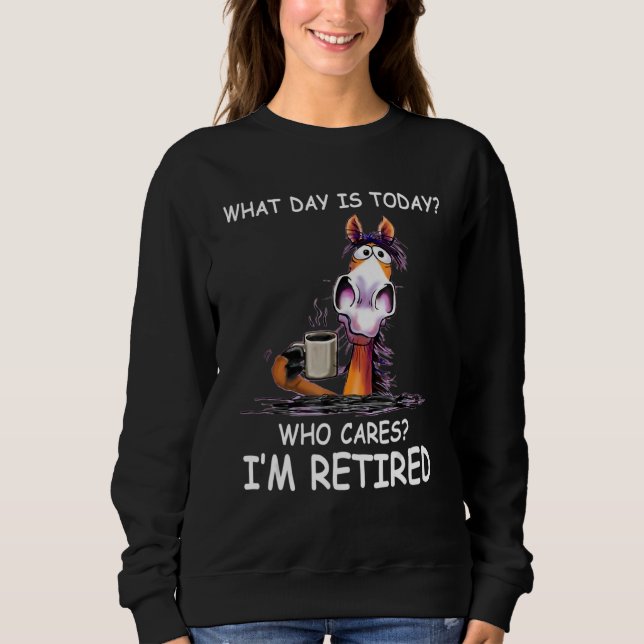 What Day Is Today Who Cares I'm Retired   Horse Sweatshirt (Front)