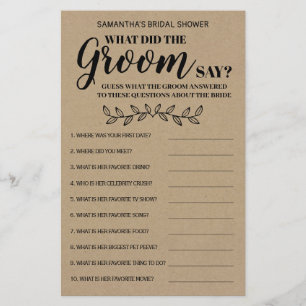 What did Groom say bridal shower bilingual game