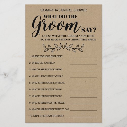 What did Groom say bridal shower bilingual game