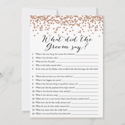 What Did Groom Say Rose Bridal Shower Game 5x7 Invitation