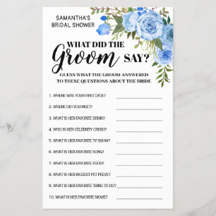 What did Groom Say Shower Game bilingual card Flyer