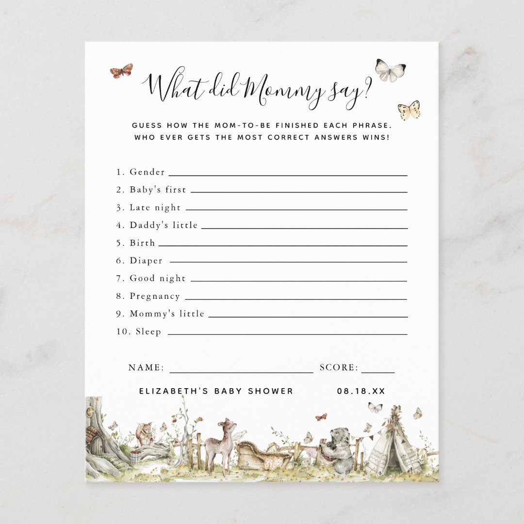 What Did Mommy Say Baby Shower Game Zazzle
