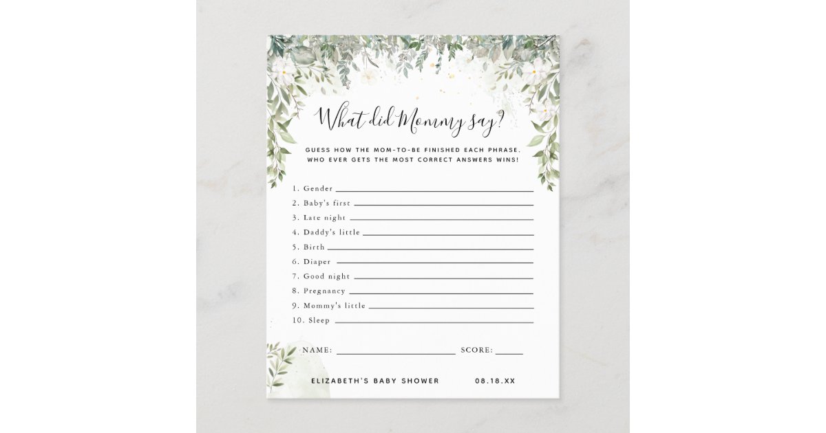 What Did Mommy Say Baby Shower Game Zazzle