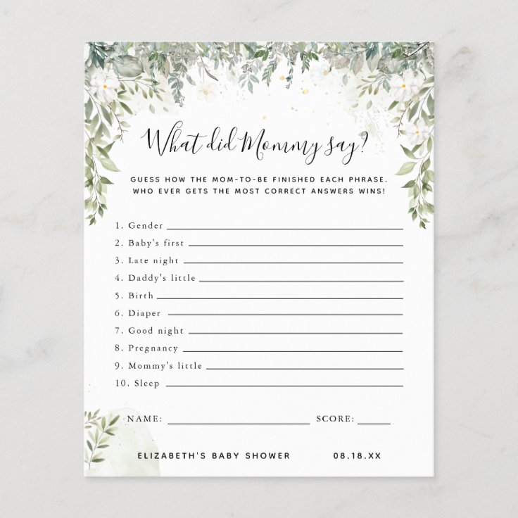 What Did Mommy Say Baby Shower Game Zazzle