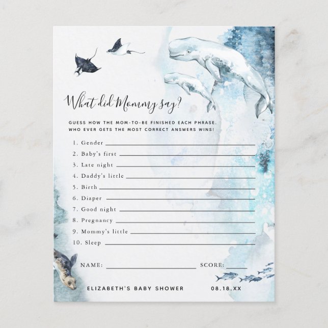 What Did Mommy Say | Baby Shower Game (Front)
