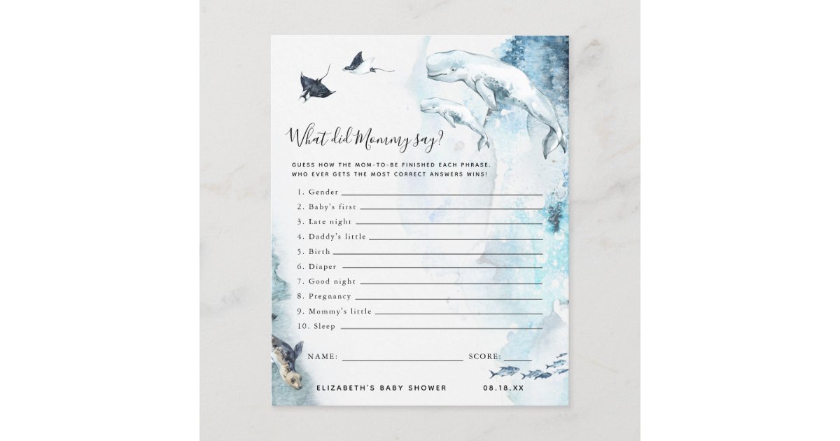 What Did Mommy Say Baby Shower Game Zazzle