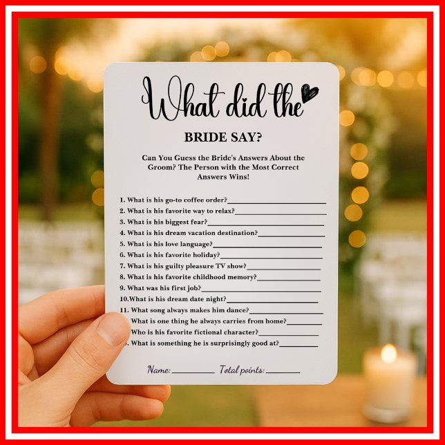 What Did The Bride Say Bridal Shower Game Elegant Invitation (Creator Uploaded)