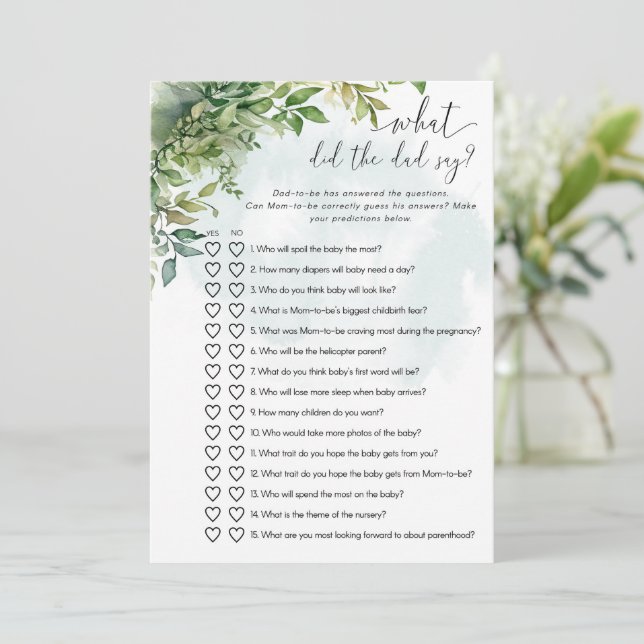 What Did the Dad Say? Baby Shower Game Invitation (Standing Front)