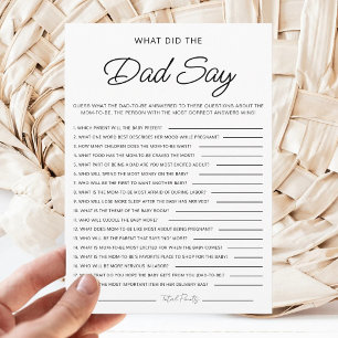 What Did The Dad Say Minimalist Baby Shower Games Invitation