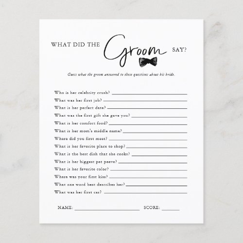 What Did The Groom Say  Bridal Shower Game