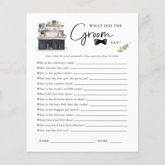 What Did The Groom Say | Bridal Shower Game (Front)