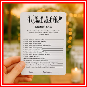 What Did The Groom Say Bridal Shower Game Elegant  Invitation
