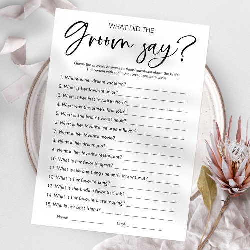 What Did the Groom Say Bridal Shower Game Invitation