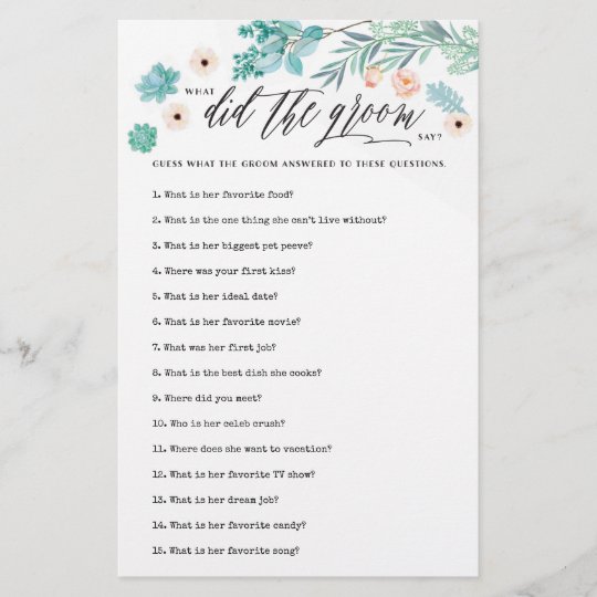 What Did The Groom Say Fl Bridal Shower Zazzle What Did The Groom Say Fl Bridal Shower