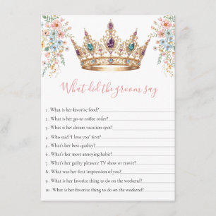 What Did the Groom Say queen Bridal Shower Game Enclosure Card