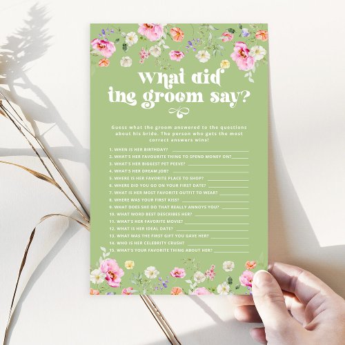 What did the groom say sage green wildflower game