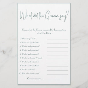 What did the Groom say? Shower Game Flyer