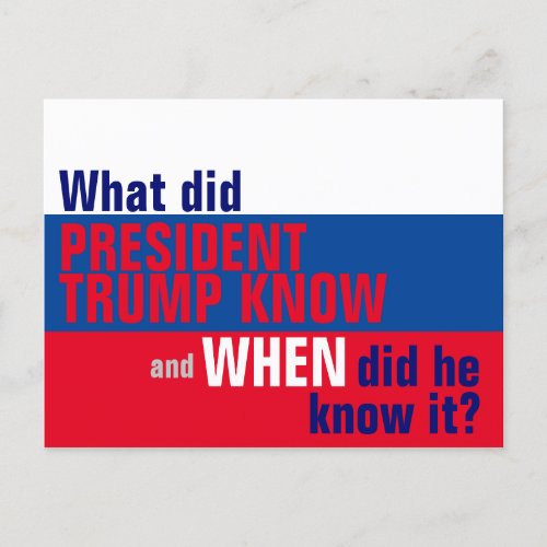 What Did Trump Know and When Did He Know It Flag Postcard