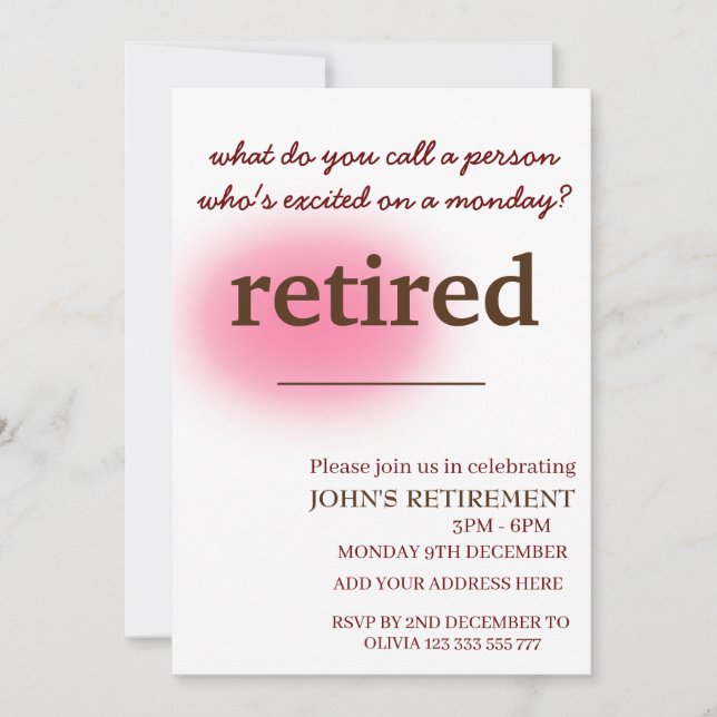 what do you call a person who's excited retirement invitation (Front)