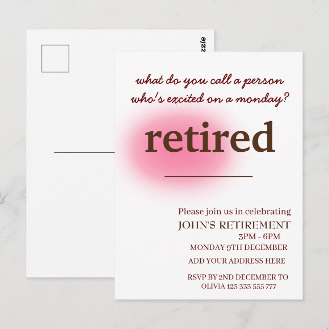 what do you call a person who's excited retirement postcard (Front/Back)