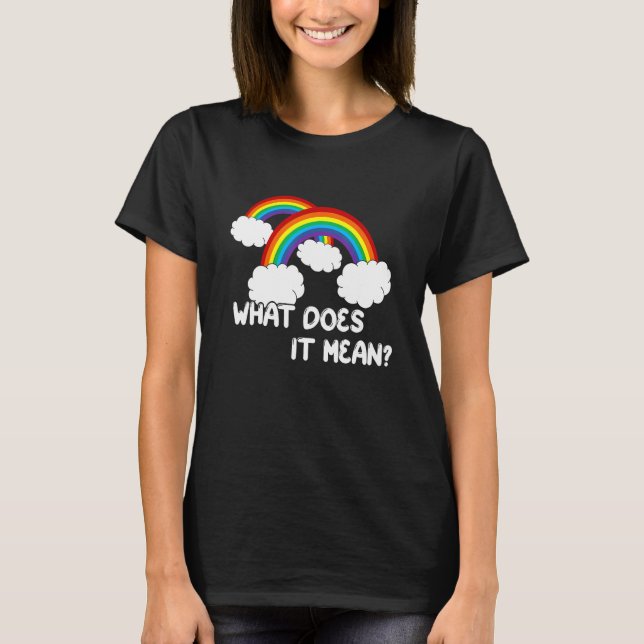 What Does It Mean Double Rainbow Funny Quote T-Shirt (Front)