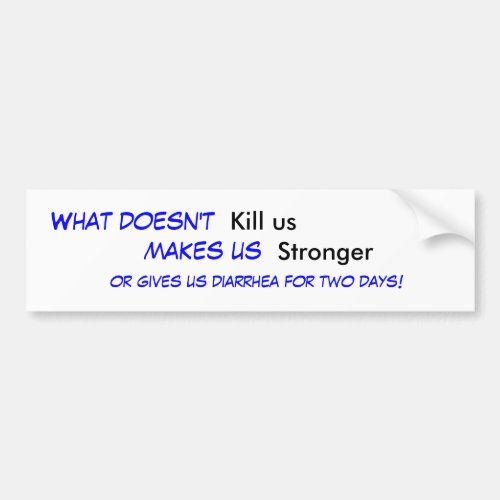 What doesnt  Kill us makes us  Stronger or Bumper Sticker