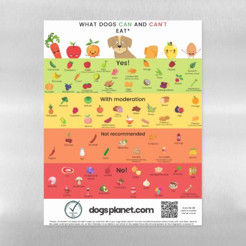 What dogs can and cant eat _ Fridge magnet Magnetic Dry Erase Sheet