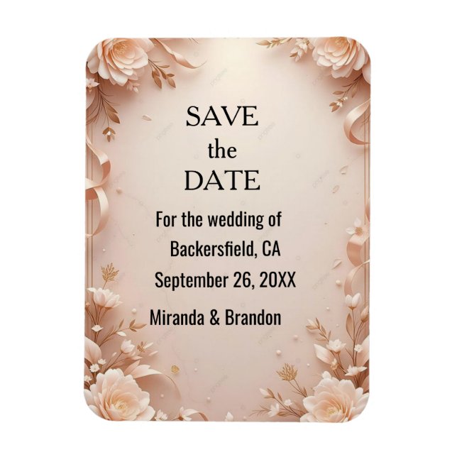 What flower wedding  invtation  magnet (Vertical)