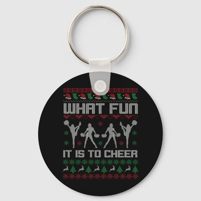 What Fun It Is To Cheer Cheerleader Christmas GIft Keychain (Front)