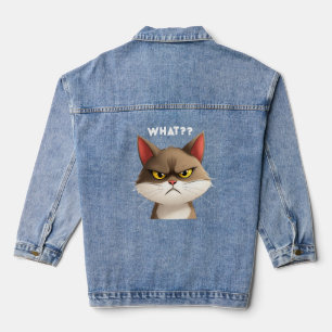 What? Funny Angry Cat T-Shirt Denim Jacket