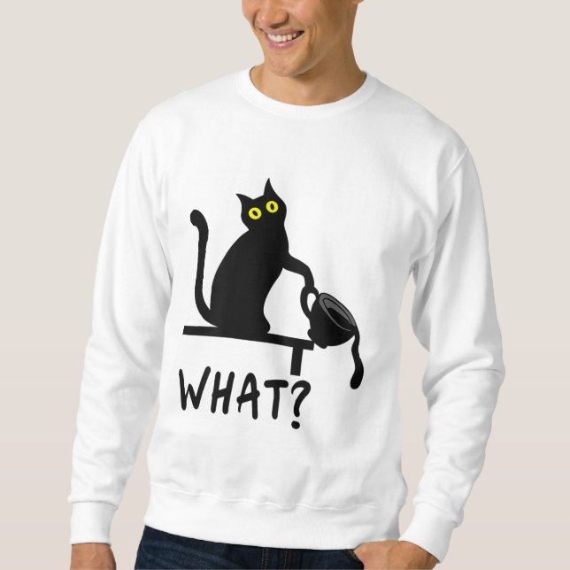 What Funny Black Coffee Cat Kitten Cat Lover Sweatshirt (Front)
