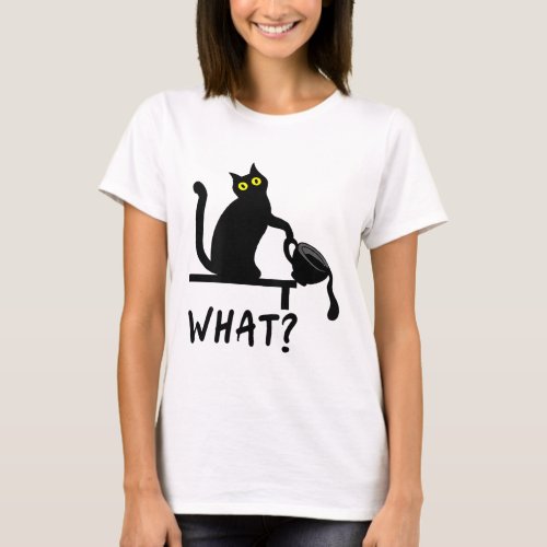 What Funny Black Coffee Cat Kitten Cat Lover T_Shirt