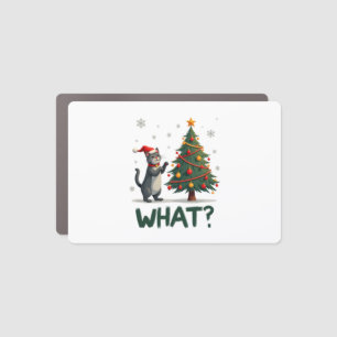 What Funny Cat Pushing Christmas Tree Over Cat Xma Car Magnet