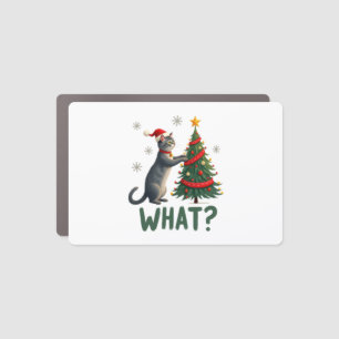 What Funny Cat Pushing Christmas Tree Over Cat Xma Car Magnet
