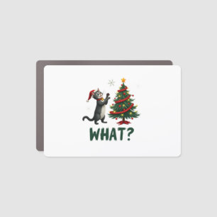 What Funny Cat Pushing Christmas Tree Over Cat Xma Car Magnet