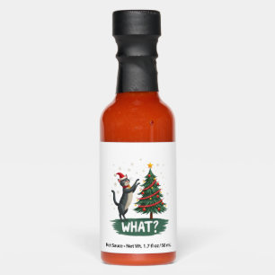 What Funny Cat Pushing Christmas Tree Over Cat Xma Hot Sauces