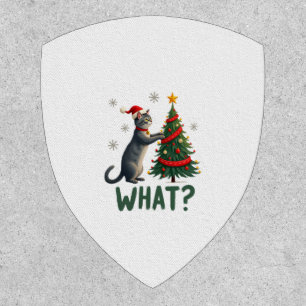 What Funny Cat Pushing Christmas Tree Over Cat Xma Patch