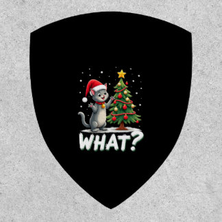 What Funny Cat Pushing Christmas Tree Over Cat Xma Patch