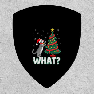 What Funny Cat Pushing Christmas Tree Over Cat Xma Patch