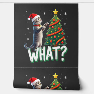 What Funny Cat Pushing Christmas Tree Over Cat Xma Wallpaper