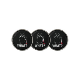 What_ - Funny Cat with Knife Graphic Design Golf Ball Marker